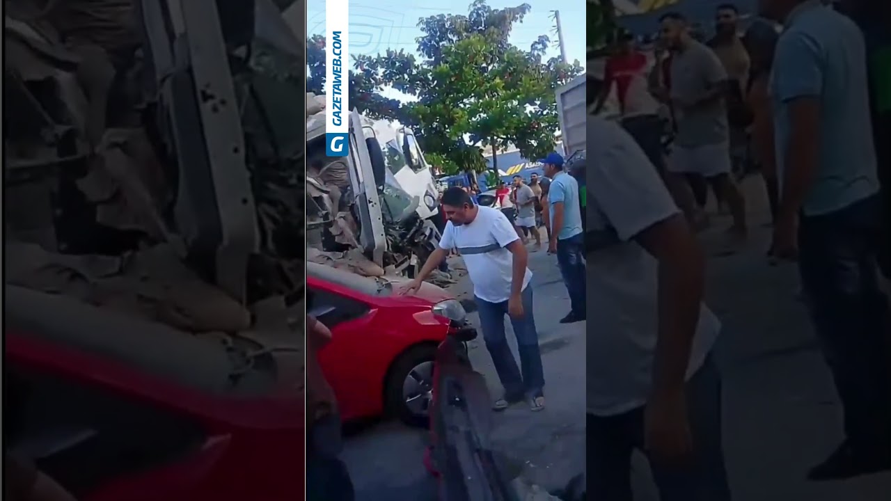 Caminhão perde os freios, atinge veículos e deixa quatro feridos na Cambona #capcut