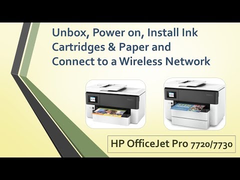 HP OfficeJet Pro 7720  7730:Unboxing,Power on,Install ink cartridges &  Paper and Connect wirelessly 