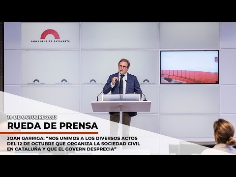 Garriga: “Apoyamos los diversos actos del 12 de octubre que organiza la sociedad civil en Cataluña”