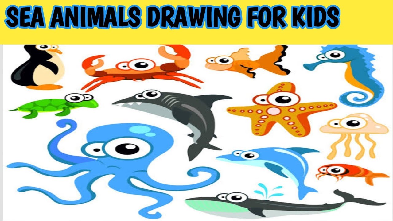How to draw sea animals using number 0 to 5 | TURN numbers into sea animals  drawing - YouTube