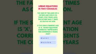 LINEAR EQUATIONS IN TWO VARIABLES | WORD PROBLEM | AGES | CLASS 10 SSC