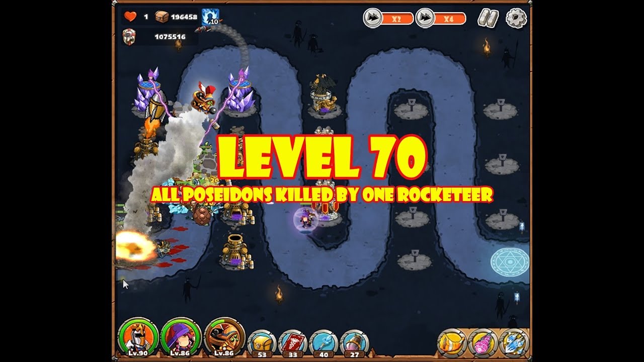 The King Of Towers Blitz Acres Lv.70 All Poseidons killed by one Rocketeer
