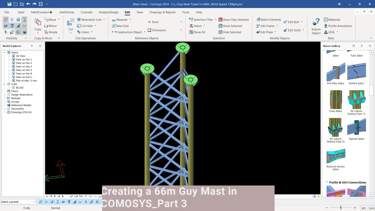 Comosys Introduction Creating a 66m Guy Mast in COMOSYS_Part 3 - YouTube