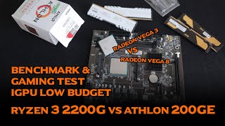 Ryzen 3 2200G (Vega 8) vs Athlon 200GE (Vega 3) - Gaming Test iGPU AMD AM4 kere hore