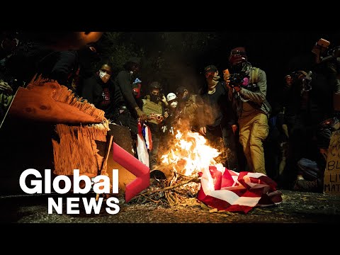 Portland protests: American flags burned in the streets, no clashes with police