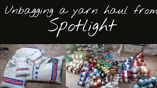 Unbagging a yarn haul from Spotlight