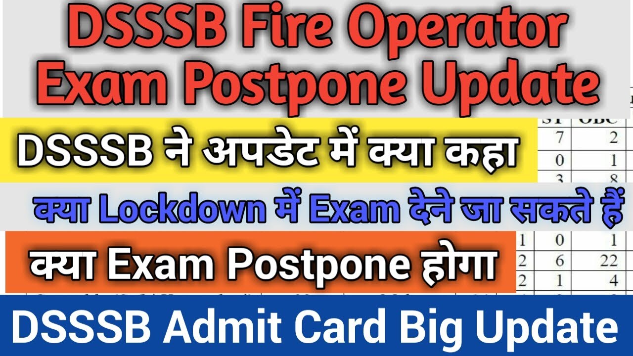 DSSSB Exam Postpone Update | क्या FireOperator का Exam Postpone होगा | DSSSB Fire operator Update