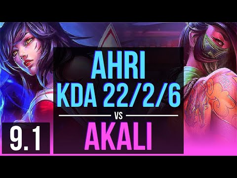 AHRI Vs AKALI (MID) | KDA 22/2/6, 500+ Games, Legendary | NA Master | V9.1