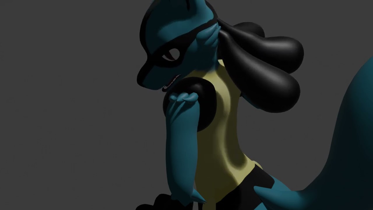 Lucario shaking head side to side for 8 seconds animation