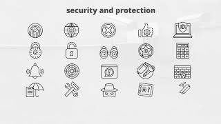 Security And Protection – Thin Line Icons | After Effects Project Files - Videohive template