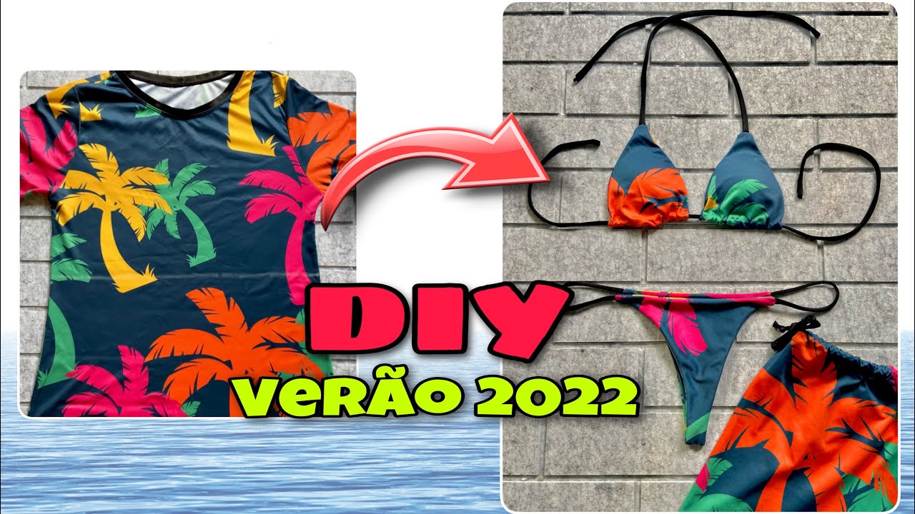 COMO TRANSFORMAR BLUSA EM BIQUÍNI SEM MÁQUINA DE COSTURA-DIY