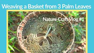 Weaving a Basket from 3 Palm Leaves | Nature Craft Vlog #1　#basketweaving #basket #craft #garden
