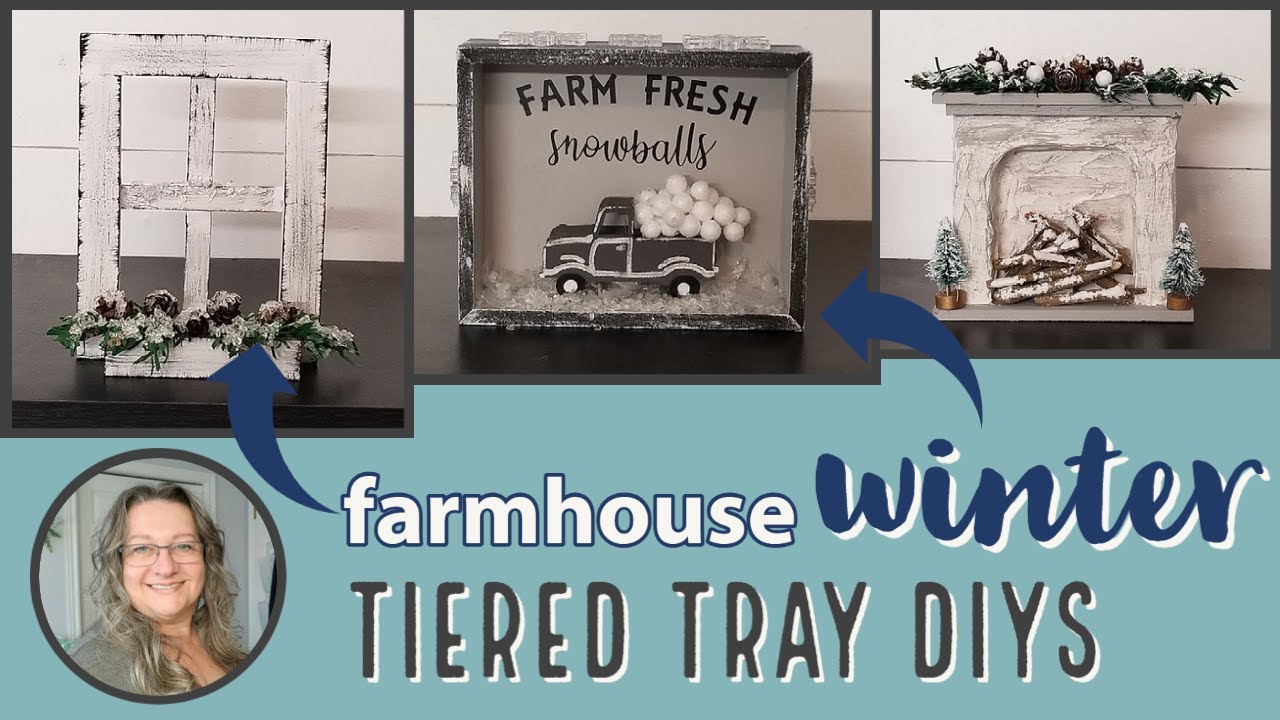 NEW! Farmhouse Winter Tiered Tray DIYS~Dollar Tree Mini DIYS~Winter Decor DIYS 2021