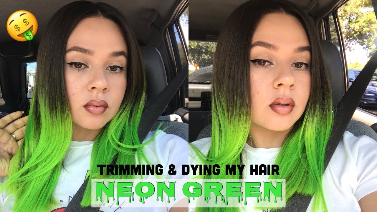 Trimming & Dying My Hair Neon Green YouTube