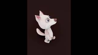 Cartoon White Wolf Animated 3D Model