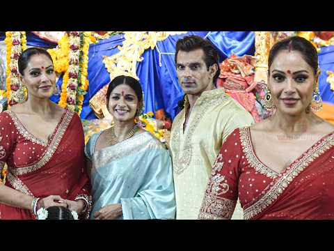 Bipasha Basu & Karan Singh Grover Arrive With Family at North Bombay Durga Puja 2026