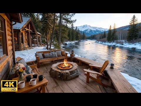 Winter Porch Ambience Gentle Piano Music Fireplace Sounds For Working Studying Unwind 