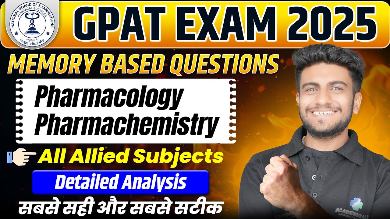 GPAT Exam 2025 Memory Based Questions | GPAT 2025 Pharmacology & Pharmachemistry Paper Solution