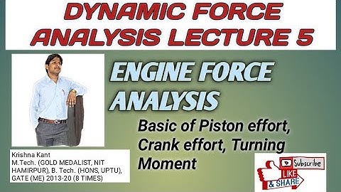 LECTURE 5 ||DYNAMIC FORCE ANALYSIS || ANALYSIS OF ENGINE FORCES ||JYOTIKRISHH ONLINE STUDY II KK SIR