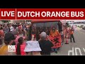 LIVE: Dutch orange bus “De beroemde Oranjebus” stops in Galveston