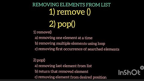 List in Python (Part-4) Removing the elements from list using remove () and pop() method