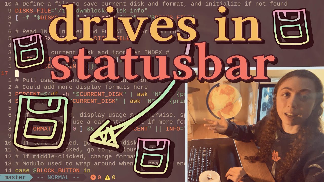 writing shell scripts for my statusbar - YouTube