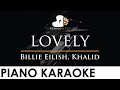 Billie Eilish, Khalid - lovely - Piano Karaoke Instrumental Cover with Lyrics