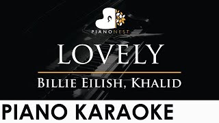 Billie Eilish, Khalid - lovely - Piano Karaoke Instrumental Cover with Lyrics