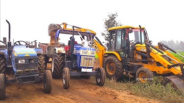 New Jcb 3dx Backhoe Loader Machine Loading Mud In Swaraj 742 XT Tractor | Jcb Tractor | Jcb Video