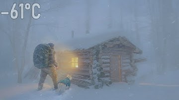 Surviving -61°C with My Dog in a Snow-Covered Wooden Cabin | Extreme Off Grid Survival