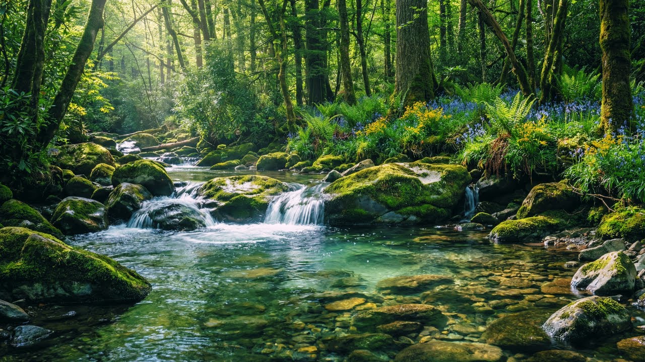 Forest Stream with Bird Sounds for Sleep | 8 Hours No Music