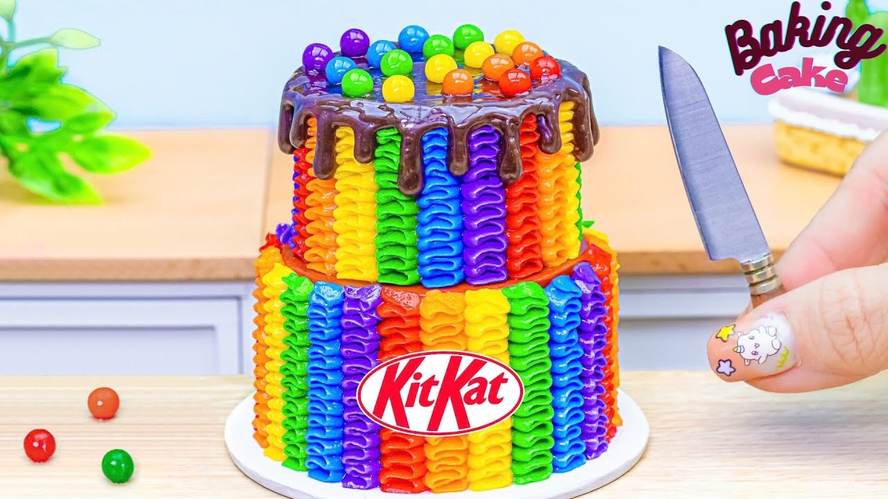 Rainbow KitKat Cake Decorating🌈Satisfying Mini Rainbow KitKat Chocolate Cake Recipe | Baking Cake