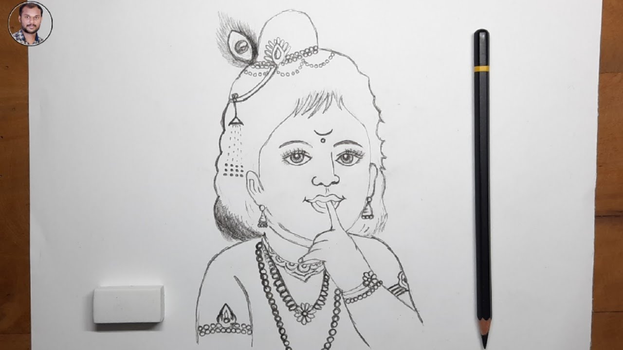 Easy Drawing Small Krishna//Draw Krishna//Unnikannan YouTube