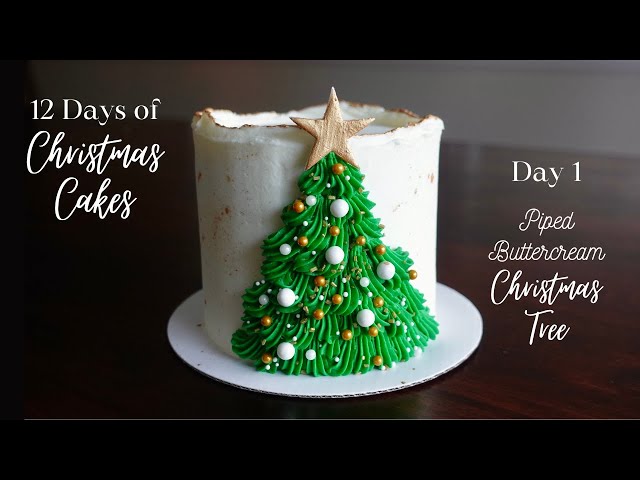 Buttercream Christmas Tree Cake Tutorial - Curly Girl Kitchen