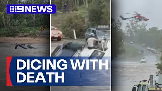 Drivers Dice With Death Amongst Flooded Roads In Northern Queensland 9 News Australia