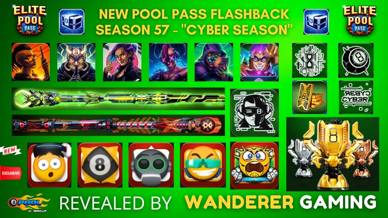 NEW POOL PASS UPCOMING FLASHBACK "CYBER SEASON" ALL NEW REWARDS REVEALED! 💯❤️🤖 | 8 BALL POOL