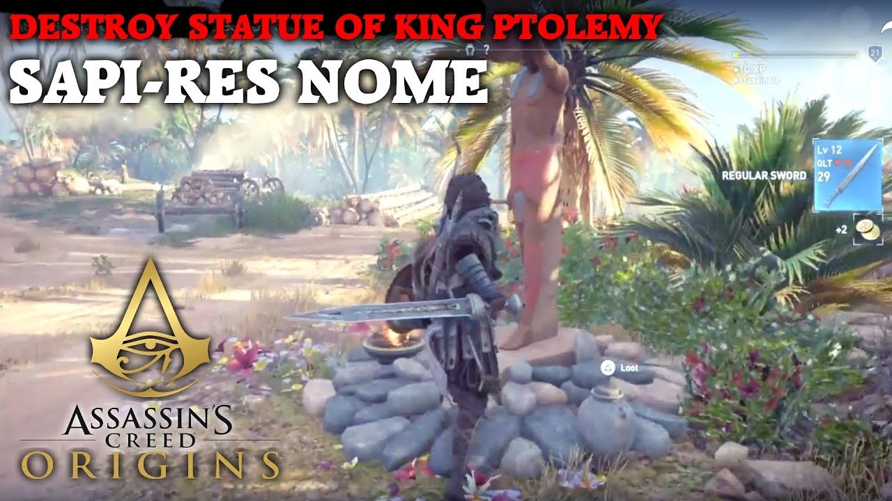 Assassin's Creed Origins Destroy Statue Of King Ptolemy SapiRes