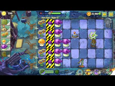 Win Plants vs Zombies 2 the Dark Ages day 12 Puff-shrooms alive