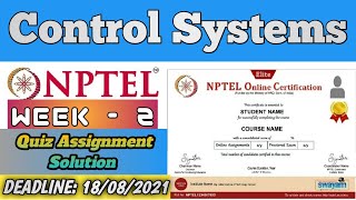 Famous CONTROL SYSTEMS Week 2 Assignment Answer ||NPTEL ||SWAYAM Profile
