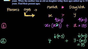 Linear equations in two variables  Interesting Example  Mother and daughter