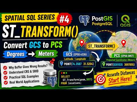 ST_Transform() Explained in PostGIS | Convert GCS to PCS | EPSG:4326 to EPSG:3857