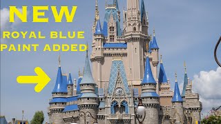 Cinderella castle's makeover at magic kingdom continues! today, many
of the turrets received new royal blue coats paint! i also spotted
some li...