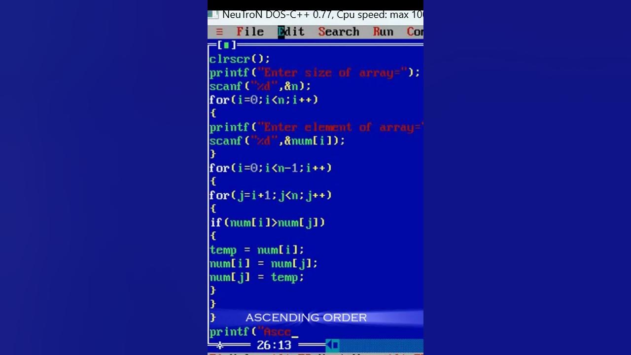 Ascending order any number by using c program short video ...