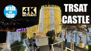 Christmas Lights At Trsat Castle In Rijeka, Croatia In 4K Uhd 60 Fps