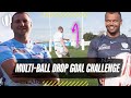 Finn Russell v Kurtley Beale | Drop kick challenge with a HUGE rugby ball!