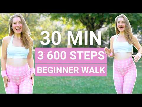 30 Min 3600 Steps — No squats, no jumps, no lunges - fun beginner walking workout for full body — indoor walking workout video