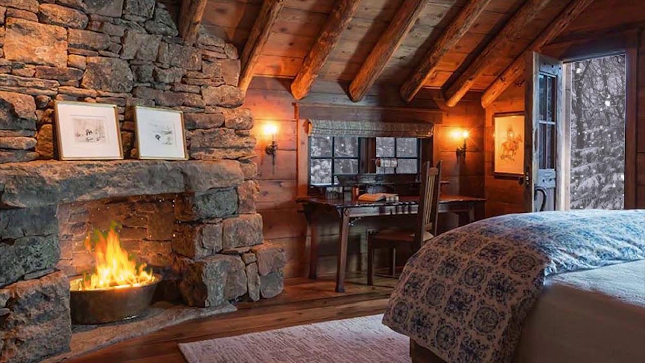 Fireplace in a cozy Bedroom Cozy Cabin Ambience ASMR YouTube