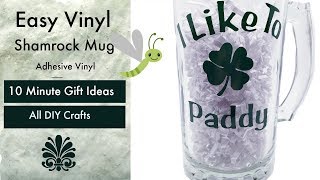 Easy Beginner Cricut Projects  Adhesive Vinyl  for St Patricks Day Mug