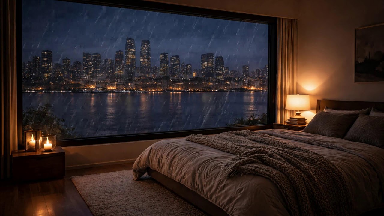 Rainy Urban Night 🌧 Cozy Apartment Ambience for Deep Sleep