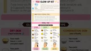 ₹50 Glow up kit for dry, oily, combination skin type 🩷🩵